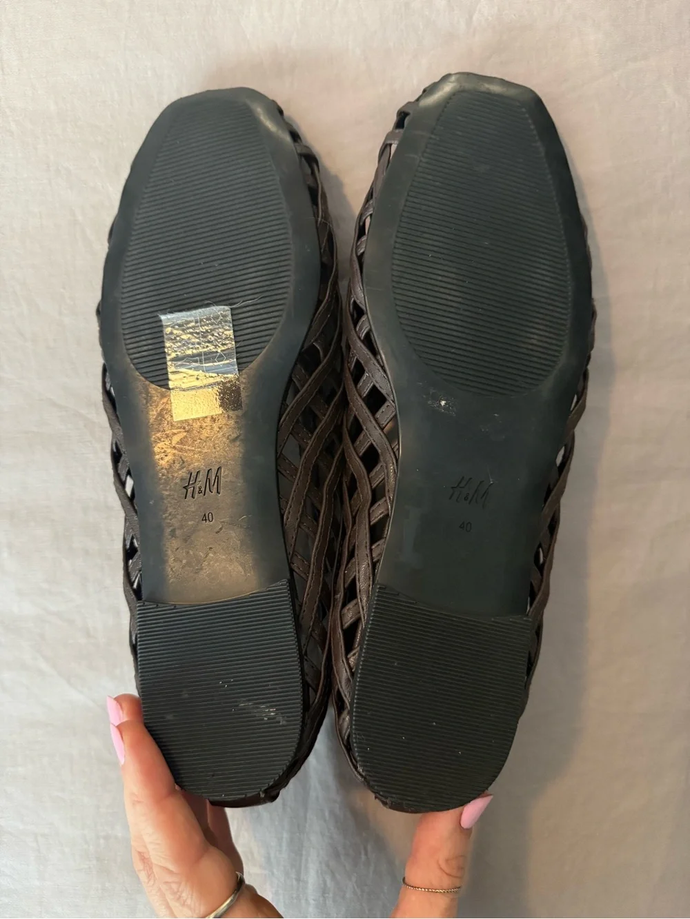 H&M Women's Braided Look Ballet Flats Dark Brown